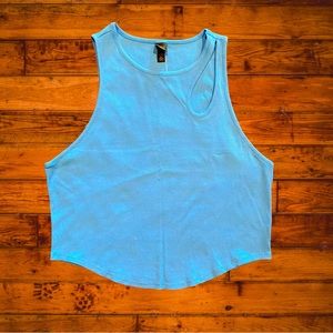 Ribbed Cutout Crop Blue Tank | XL